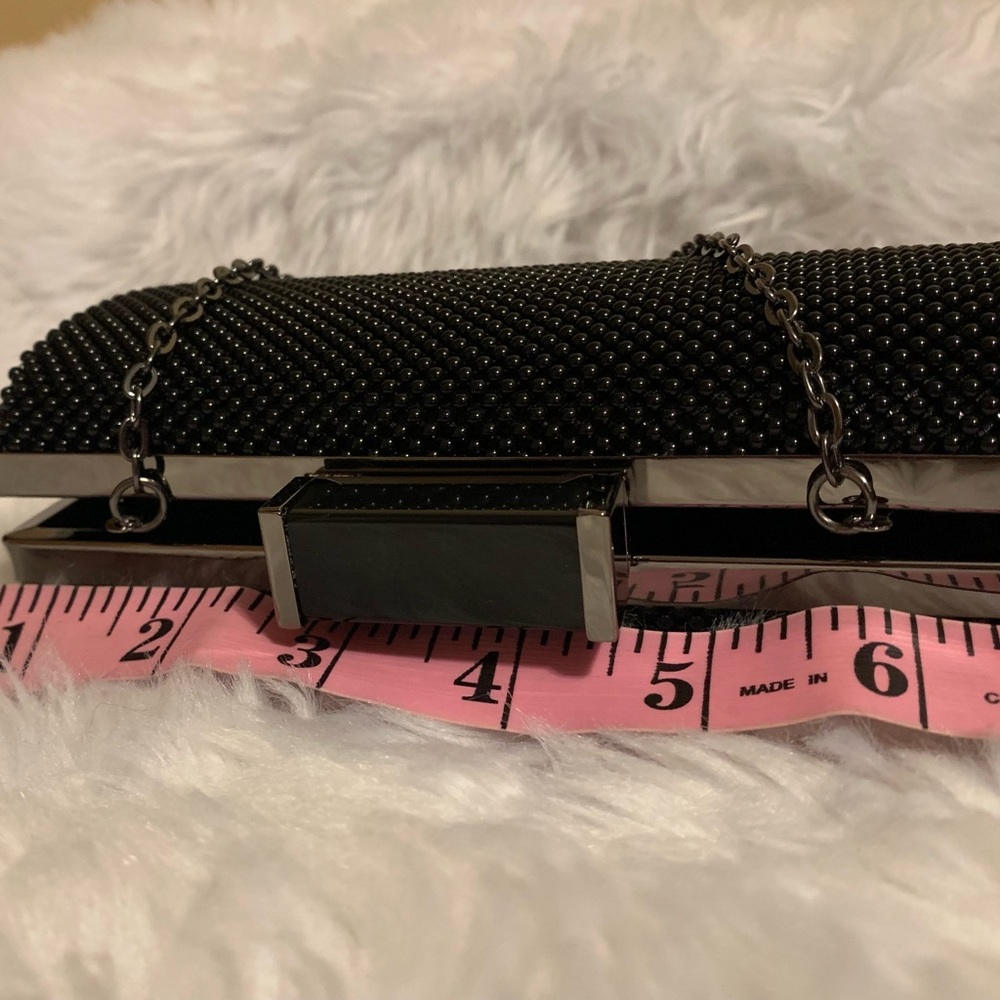 JESSICA McCLINTOCK elegant black  Mesh with beaded detailing clutch LNWOT - Picture 10 of 12